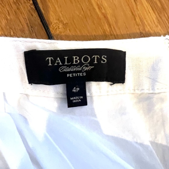 Talbots white linen skirt pleated 4 petite - Picture 5 of 7